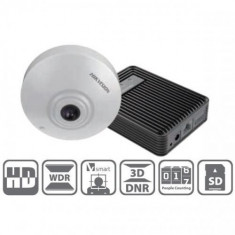 Camera IP Fisheye 1MP, Interior, POE, Slot Card, People Counting - HikVision IDS-2CD6412FWD/C foto