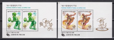 Coreea de Sud 1987 - Jocurile Olimpice - Seul, 2 Colite, MNH foto