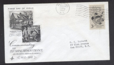 United States 1957 Religious freedom FDC K.562 foto