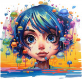 Cumpara ieftin Sticker decorativ, Culori Pastelate, Fata, Albastru, 61 cm, 1347STK