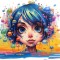 Sticker decorativ, Culori Pastelate, Fata, Albastru, 61 cm, 1347STK