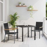VidaXL Set de masă pentru grădină 3 pcs Negru Textilene și oțel