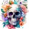 Sticker decorativ, Craniu, Multicolor, 73 cm, 1274STK-4
