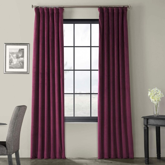 Draperie din catifea cu rejansa din bumbac tip fagure, Madison, 200x220 cm, densitate 700 g/ml, Mulberry, 1 buc