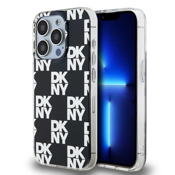 Husa iPhone 15 Pro DKNY IML Checkered Mono Pattern, negru, DKHCP15LHDLCEK