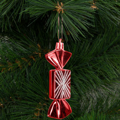 Set decorațiuni brad - Bomboane de Crăciun - roșii - 11 x 4 cm 58760C