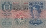 Bancnotă Austro-Ungaria 20 coroane 1913, &Ouml;sterreichisch-Ungarische Bank