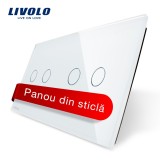 Cumpara ieftin Panou din sticla pentru &icirc;ntrerupator touch Livolo dublu+dublu, 4 pozitii, alb