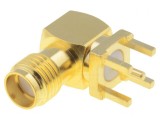Soclu SMA mamă 90&deg; THT PTFE aurit