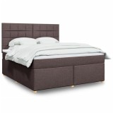 vidaXL Pat continental cu saltea maro &icirc;nchis 180x200cm material textil