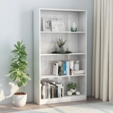 Cumpara ieftin Bibliotecă 4 rafturi, alb lucios, 80x24x142 cm, lemn prelucrat