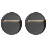 Cumpara ieftin Lămpi de perete LED de exterior, 2 buc., negru, 3 W, rotund, vidaXL