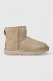 UGG cizme de zăpadă din piele &icirc;ntoarsă Classic Mini II culoarea bej, 1016222