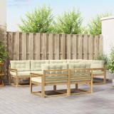 vidaXL Set de canapele de exterior 6 pcs Alb și crem Poliester 3386574
