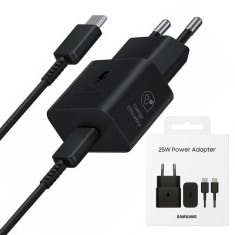 &Icirc;ncărcător Rețea Super Fast Charging Samsung, Cu Cablu, USB-C, 25W, Negru, Blister EP-T2510XBEGEU