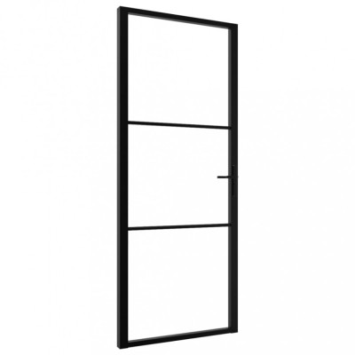Ușă de interior, negru, 83x201,5 cm, sticlă ESG și aluminiu foto
