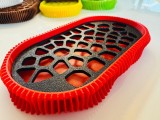 Sapuniera 3D Wave, Rosu Negru - Suport Sapun Modern, Printata 3D, Design Eco-Friendly