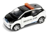 Macheta auto BMW i3 masina medicala 3 inch alb si negru