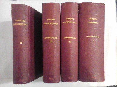 COLECTIUNE DE LEGI, DECRETE-LEGI, REGULAMENTE, DECRETE, DECIZIUNI MINISTERIALE - 1918-1922 - 4 volume foto