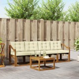 vidaXL Set de canapele de exterior cu pernă 5 pcs Natural și Crem 3368385