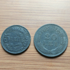 Moneda Romania 5 lei 1942,20 lei 1942