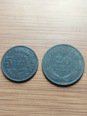 Moneda Romania 5 lei 1942,20 lei 1942 foto