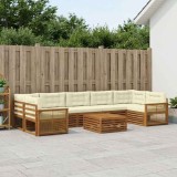 vidaXL Set de canapele de exterior cu pernă 8 pcs Natural și Crem 3383148