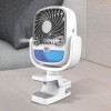 Ventilator portabil cu apă, USB, rezervor 200ml, 3 viteze, LED multicolor și rotire 360&deg;, cu clemă de prindere pentru camping, birou și drumeții, alb