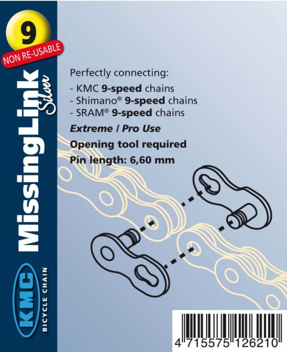 Zala KMC Missing Link 9V Bolt-6.6mm Unica Folosinta Argintiu Cod:525249060RM