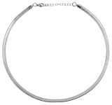 Cumpara ieftin Colier dama argintiu 50 x 0,6 cm din otel inoxidabil, lant plat spiralat, extensie reglabila 5 cm, inchidere carabina, bijuterie eleganta