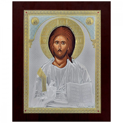 Icoana Iisus Hristos Argint 39&amp;amp;#215;48 cm COD: 4436 foto