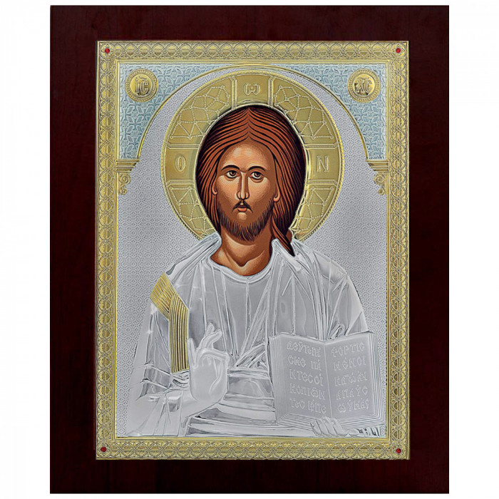 Icoana Iisus Hristos Argint 39&amp;#215;48 cm COD: 4436