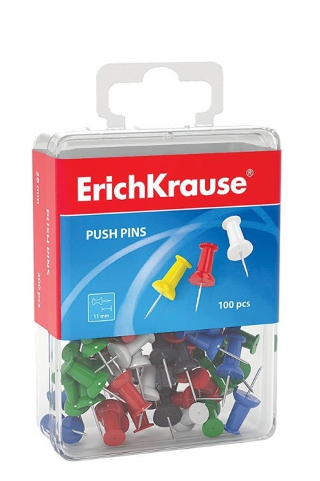 Pioneze panou pluta multicolore in display plastic, set 100