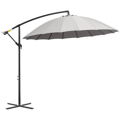 Umbrela gradina/terasa, articulatie tip banana, cu manivela, gri, 296 cm GartenVIP DiyLine foto