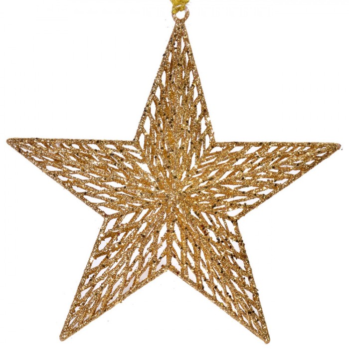 Ornament Brad Crăciun, Stea Aurie, 28 cm, Plastic