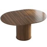 HOMCOM Masă Extensibilă pentru 6-8 Persoane, Rotundă/Ovală, cu Bază Tip Piedestal, din MDF și Oțel, Nuc &Icirc;nchis | Aosom Romania