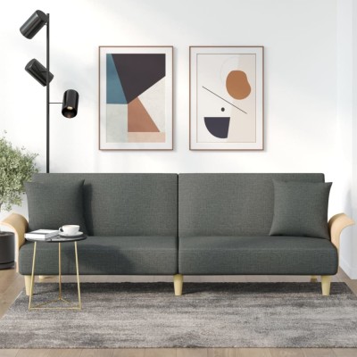 vidaXL Canapea extensibilă cu cotiere, gri &amp;icirc;nchis, textil 351844 foto