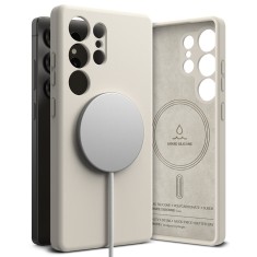 Husa Samsung Galaxy S25 Ultra Ringke Silicone Magnetic MagSafe, crem foto