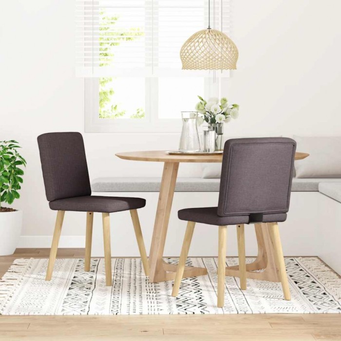 vidaXL Scaune de masă, 2 buc., maro &icirc;nchis, material textil