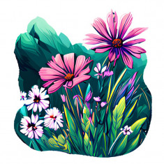 Sticker decorativ, Flori, Multicolor, 61 cm, 10268ST
