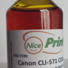Cerneala GALBENA pentru cartuse CANON CLI-571 YELLOW refilabile CLI571 - 100 ml
