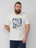S.Oliver Big Sizes Tricou barbati big sizes cu imprimeu foto, decolteu la baza gatului si croiala Regular Fit, Alb, 3XL, 4XL, 5XL, 6XL