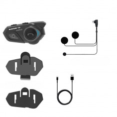 Sistem de comunicare moto Exaltus®, cu Bluetooth 5.0, Microfon tip Button inclus, pentru casti pe intreaga fata, functie reducere a zgomotului, raza d