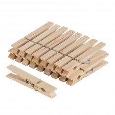 Carlige clasice din lemn de bambus pentru rufe, 40 Buc, lungime 8.5 cm