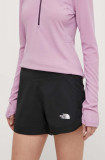 The North Face pantaloni scurti sport Sunriser femei, culoarea negru, neted, high waist, NF0A88SEJK31