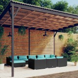 Gossi set mobilier de gradina cu perne, 10 piese, negru, poliratan