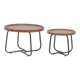 Cumpara ieftin Set de 2 masute de cafea Crismory MDF nuanta maro cu picioare metalice negre 50x50x40.5 cm