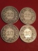 Lot 4 monede Elvetia (suita de 4): 20 rappen 1881 + 1883 + 1884 + 1885 [poze]. Discount de 10 % pentru achizitii de minimum 170 de lei., Europa