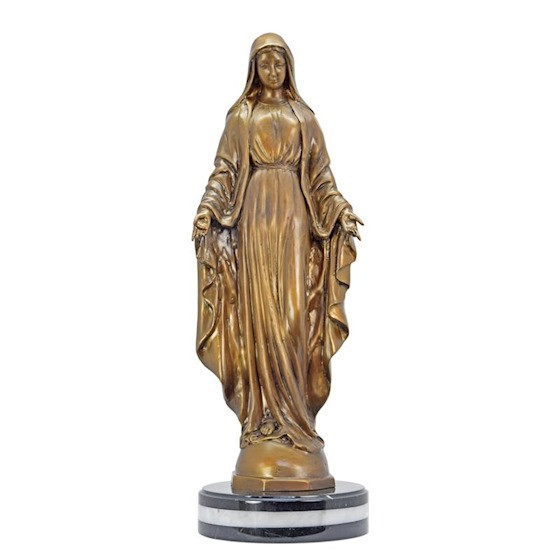 Fecioara Maria-statueta din bronz pe un soclu din marmura TBD-9