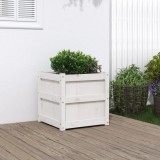 Cumpara ieftin Jardiniere de grădină, 50x50x50 cm, alb lemn masiv de pin